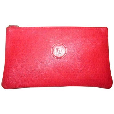 Fendi Early Sas Zucchinosmall Style Purses True Red Zucchino Or Small F Logo Print Coated Canvas And: For sale is a vintage, FENDI SAS, true red Zucchino or small F logo print coated canvas and red leather, clutch style purse with a zip top closure and gold hardware! This is a rare early style from Fe