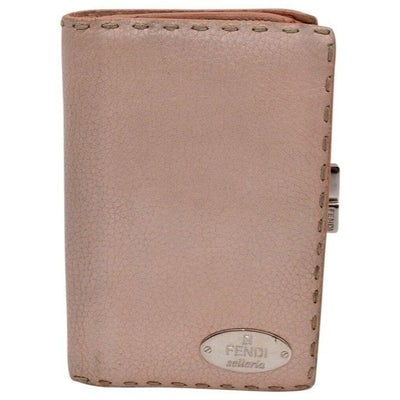 Fendi Pink Selleria Leather W Bi Fold Coin Purse Wallet: *If you decide to purchase a wallet and a purse, I will give you a discount off of the set!For sale is a Fendi, pink selleria leather, bi-fold style wallet with lots of small and large compartments, a