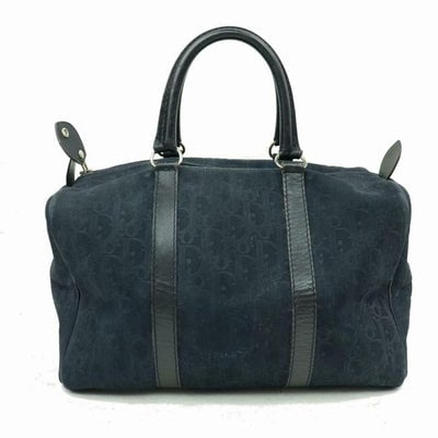 Dior Christian Black And Grey Oblique Trotter Logo Print Canvas And Black Leather Embroidered Satche: For sale is a Christian Dior, black and grey oblique trotter logo print canvas and black leather, XL satchel style purse with two hard leather handles, a zip top closure, chrome hardware, and area for