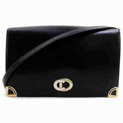 Dior Two Way Purse With Removable Toggle Strap Blacktwo Tone Cd Accents Leather Shoulder Bag: For sale is a unique, Christian Dior, black leather, two-way style- shoulder purse or clutch with a snap top closure, two-tone, bold, Dior accents, an envelope top, multiple compartments, and a remova