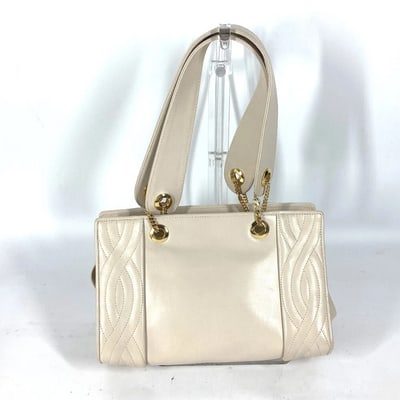 Fendi Pearly Ivory Leather Satchel with Quilted Pasta Design & Gold Hardware (1 of 4)