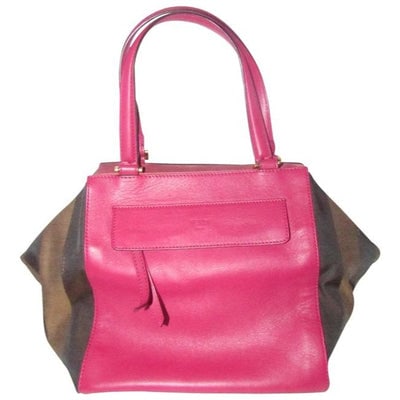Fendi Xl Canvasleathersuede Pequin Stripemagenta Canvas And Leather Satchel: For sale is a RARE, Fendi, canvas and magenta leather, extra large, satchel made in a pequin print in shades of brown with suede, top zip closure, two leather straps, a footed bottom, and gold hardwar