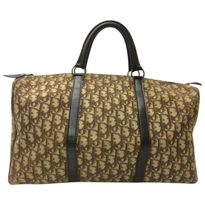 Dior Style Purse Trotter Logo Print Canvas In Shades Of Brown And Brown Leather Embroidered Satchel: For sale is a Christian Dior, trotter logo print embroidered canvas and brown leather, XL satchel style purse with two hard leather handles, brass hardware, and a zip close top that can be locked! Thi