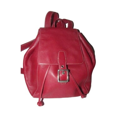 Coach, 'Legacy', large, sling style shoulder bag or backpack in buttery soft red leather with chrome (1 of 4)