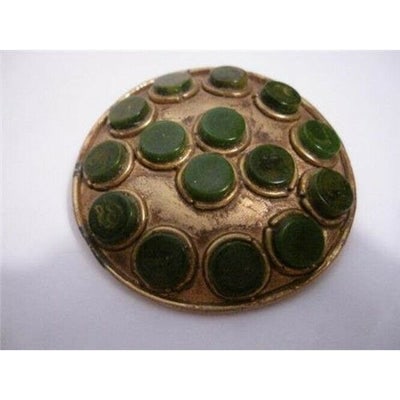 Art Deco Large Geometric Green Bakelite Goldtone Brooch by Hattie Carnegie (1 of 4)