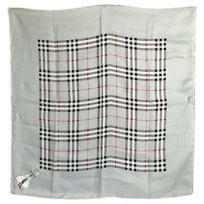 Burberry Bluered Nova Check Plaid Print Silk Scarfwrap (1 of 4)