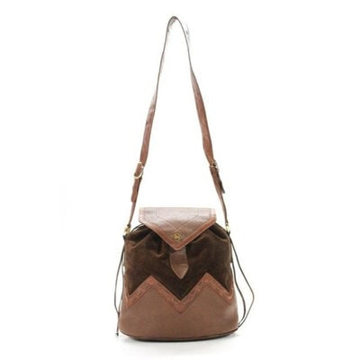 Gucci Toffee Brown Leather And Dark Brown Suede Early Diamante Line Bucket Bag: For sale is a unique, RARE, vintage, Gucci, 'Diamante', toffee brown leather and dark brown suede, XL satchel style bucket bag with a drawstring top, a flap snap closure, an adjustable strap, gold har