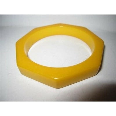 Art Deco era RARE Octagonal Yellow Bakelite Bangle - 4