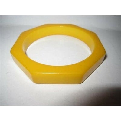 Art Deco era RARE Octagonal Yellow Bakelite Bangle - 3