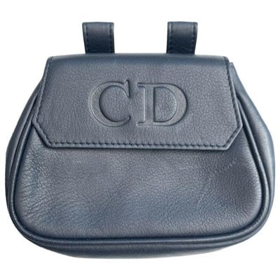 Dior Belt W Envelope Top Two Way Belt Bagcross Satchel Logo Navy Leathercd Accent Cross Body Bag: STRAIGHT FROM PARIS! For sale is a Christian Dior, super soft navy leather cross body/shoulder bag or belt bag with an envelope top, hard boxy shape, adjustable/removable strap, and quilted CD logo