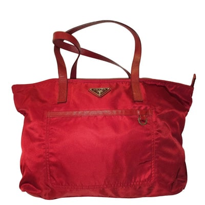 Prada Red Leather & Nylon XL Classic Tote Bag (1 of 4)