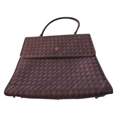 Bally Pewter Metallic Woven And Smooth Leather Satchel (1 of 4)