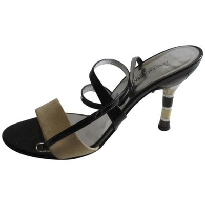 Dolce Gabbana Cream Brown Suede Patent Open Pumps - EU38-1/2: Stunning! Dolce and Gabbana Cream Suede and Chocolate Brown Patent Open Toe Sandal Pumps. Size 38-1/2. Made in Italy. 1/4" wide wrap around ankle strap buckle closure. Signature 3-7/8 inch high heels 