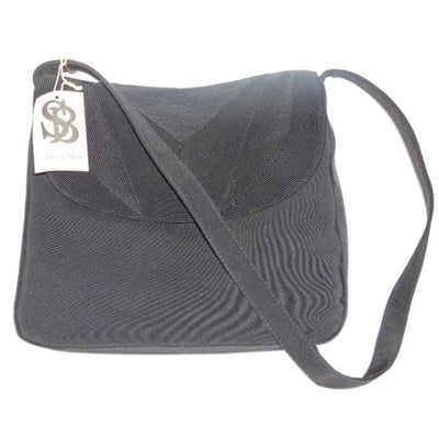 Silver Blue brand black corde fabric hobo shoulder bag (1 of 4)