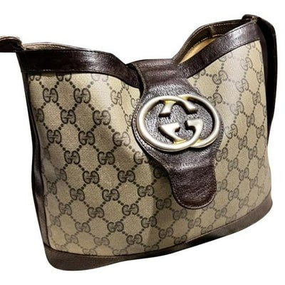 Gucci Vintage 1970's Blondie Brown Guccissima Print Leather Hobo Bucket Bag (1 of 4)