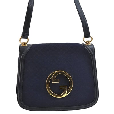 Vintage, RARE, Gucci 'Blondie' shoulder bag made from blue micro Guccissima print canvas & navy (1 of 4)