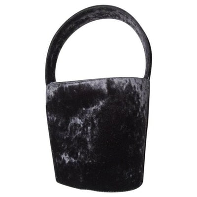 Salvatore Ferragamo Vintage Black Velvet Bucket Satchel- Dressy or Casual: For sale is a Salvatore Ferragamo, mod, black velvet, satchel, bucket style handheld purse with a hard, boxy shape, fitted snap top lid, and hard, domed handle! This is a timeless, gorgeous bag in ama