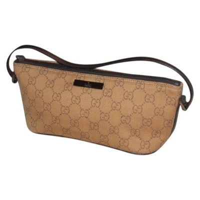 Gucci Pouchette Purses Burnt Orange And Brown Canvas Leather Hobo Bag: For sale is a Gucci, petite, rusty orange, large G logo print, canvas fabric and leather, hobo style purse with chrome hardware & zip top closure! It is a the classic mod style from Gucci that wou