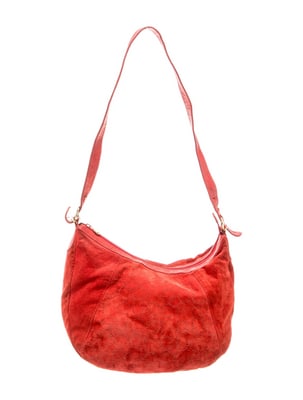 Gucci red suede hobo ith 'GUCCI' logo printed in glitter: Elevate your vintage collection with this stunning Gucci red suede hobo bag—a timeless luxury piece that combines classic elegance with unmistakable designer appeal. Crafted from luxurious red suede