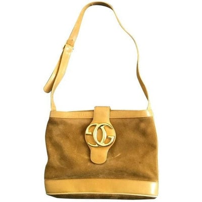 Gucci Bucket Bag Britt Blondie Camel Suede Leather Satchel: * For sale is a vintage, RARE, Gucci, delicious, buttery brown leather, satchel style cross body or shoulder bag with large, 'blondie'- like gold 'GG' XL, emblem snap! l It is a rare style and that is