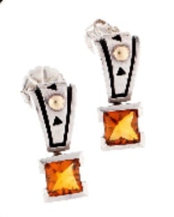 John Atencio citrine drop pierced earrings in 18K & sterling (1 of 3)
