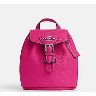Coach NWT Fuchsia Leather Amelia Convertible Backpack: For sale is a Coach, NWT, fuchsia, soft pebble leather, Amelia, Convertible Backpack with chrome hardware, inside zip pocket, snap closure, and fabric lining. It has adjustable straps that convert the
