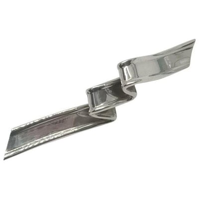 Tiffany & Co Modernist Sterling Silver Ribbon Pin: Tiffany and Co., sterling silver, modernist or abstract, stylized ribbon brooch from 1987 with a polished finish, 3D design, and great style! This is a one of a kind Tiffany & Co. piece with a tim