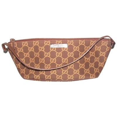 Gucci Vintage Camel Large G Logo Print On Brown Canvas And Brown Leather: For sale is a Gucci, petite, camel Guccissima print on brown canvas and brown leather Pouchette Hobo Bag with chrome hardware and a zip top closure! It is a the classic hobo style from Gucci that woul