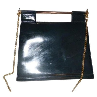 Gucci Vintage Pursesdesigner Purses Green Patent Leather Satchel: For sale is a vintage, RARE, Avant Garde/Minimalist, Gucci green patent leather, clutch, shoulder, or cross body bag with removable, gold chain strap! This is an unusual style by Gucci in a rare color