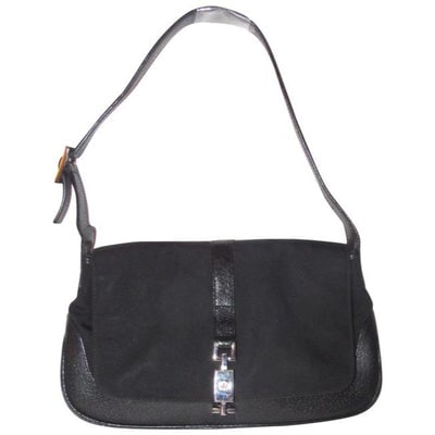 Gucci Jackie Pursesdesigner Purses Black Leather And Black Nylon Fabric Shoulder Bag (1 of 4)