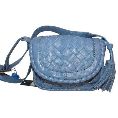 Lockheart Designer Pursesdesigner Purses Cornflower Blue Woven Leather Cross Body Bag: For sale is an amazing, NWT, Lockheart 'Barcelona Ashby' line, petite yet roomy, super soft cornflower blue woven and smooth leather, saddle bag style, cross body/shoulder bag with an envelope flap to