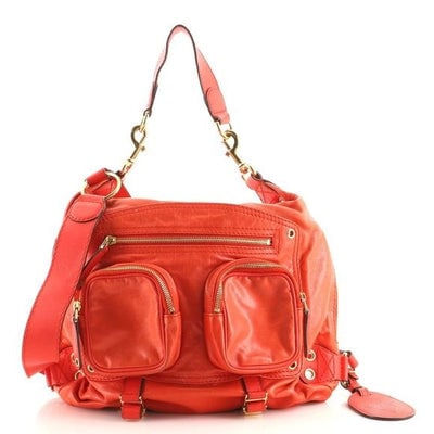 Tom Ford era, Gucci, 'Darwin', tomato red leather XL messenger or shoulder bag, or backpack with: For sale is a Tom Ford era, Gucci, 'Darwin', tomato red leather XL messenger bag, shoulder bag, or backpack with multiple, exterior pockets with zip closures, gold hardware, and a Gucci luggage tag! T