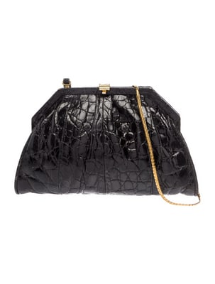 Gucci 1970s black crocodile leather two way style pouch purse (1 of 4)