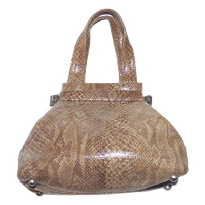 Stuart Weitzman Vintage Pursesdesigner Purses Python Leather In Shades Of Brown Clutch: For sale is a vintage, AMAZING, early, Stuart Weitzman, python snakeskin leather, petite, handheld evening bag with two short handles, a footed bottom, and chrome hardware! The design of the purse is 