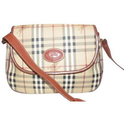 Burberry Saddle Style Or Shoulder Purses British Tan Leather And Haymarket Nova Check With Knights P: For sale is an early, Burberry's, 'Haymarket Nova Check', brown, red, white, and black plaid with knights coated canvas and British tan leather, cross body/shoulder style bag with an envelope top, mag