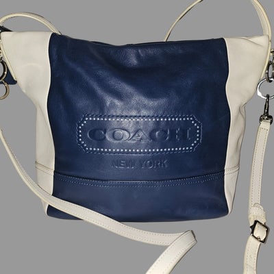Coach navy & white XL two-way hobo with embossed logo (1 of 4)