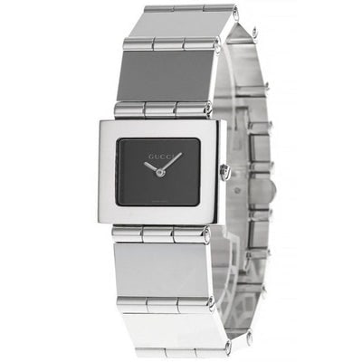 Gucci 600 L Series Stainless Steel Square Black Watch: For sale is a Swiss made, Gucci, 600 L series stainless steel watch with a square black face, 8" long, bracelet style band, and a sapphire crystal 3 atm quartz. This 600 L style watch by Gucci looks l
