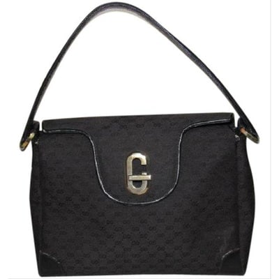 Gucci Black Micro Guccissima Print Jackie Satchel w G Twist Clasp: For sale is a Gucci, RARE, mod, black Micro Guccissima print canvas fabric and buttery soft black leather with gold hardware, Jackie satchel style purse with lots of compartments and a 'G' twist closu