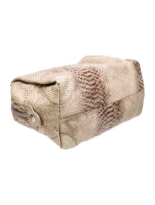 Henri Bendel Neutral Python Leather Shoulder Bag with Chain-Link Shoulder Straps - 4