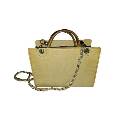 Gucci honey reptile leather two way bucket bag w chain strap (1 of 4)