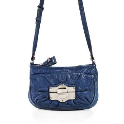 B Makowsky Denim Blue With Bold Chrome Accents Leather Cross Body Bag: For sale is a B. Makowsky, denim blue buttery soft leather cross body or shoulder purse with a top zip closure, front and back exterior pockets, and bold chrome accents! This is a perfect, denim blue 