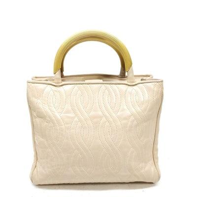 Fendi quilted 'pasta' pink lambskin leather satchel w gold metal handles (1 of 4)