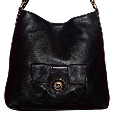 Michael Kors Black Textured XL Hobo Style Bag: For sale is a lovely Michael Kors extra- large, black textured leather, hobo style, shoulder purse with lots of room and bold gold hardware! 14"L x 3"W x 12.5"H. This will be the only black
