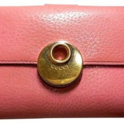 Gucci Pink Leather 'Eclipse' Style XL Gold Disk - 2