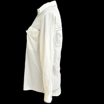 Fendi White Black Stitching Blouse - 3