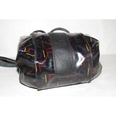 Fendi SAS multi-colored logo on black leather mini backpack/bucket - 2