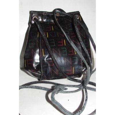 Fendi SAS multi-colored logo on black leather mini backpack/bucket - 3
