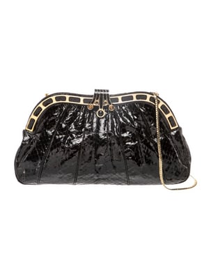 Judith Lieber black snakeskin two-way purse with tiger's eye & onyx (1 of 4)