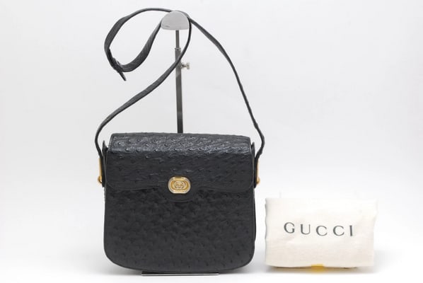 Gucci RARE black ostrich leather saddle bag in mint condition (1 of 4)