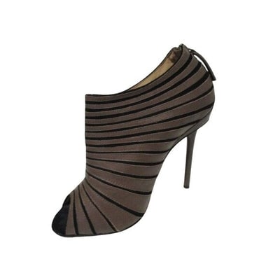 *L.A.M.B. Taupe Stiletto Leather Booties Peep Toe - 9M: On Trend! For sale is a pair of L.A.M.B. Taupe Stiletto Leather Peep Toe Booties in size 9M! They deliver timeless sophistication with a modern edge. These designer booties feature a sleek taupe leath